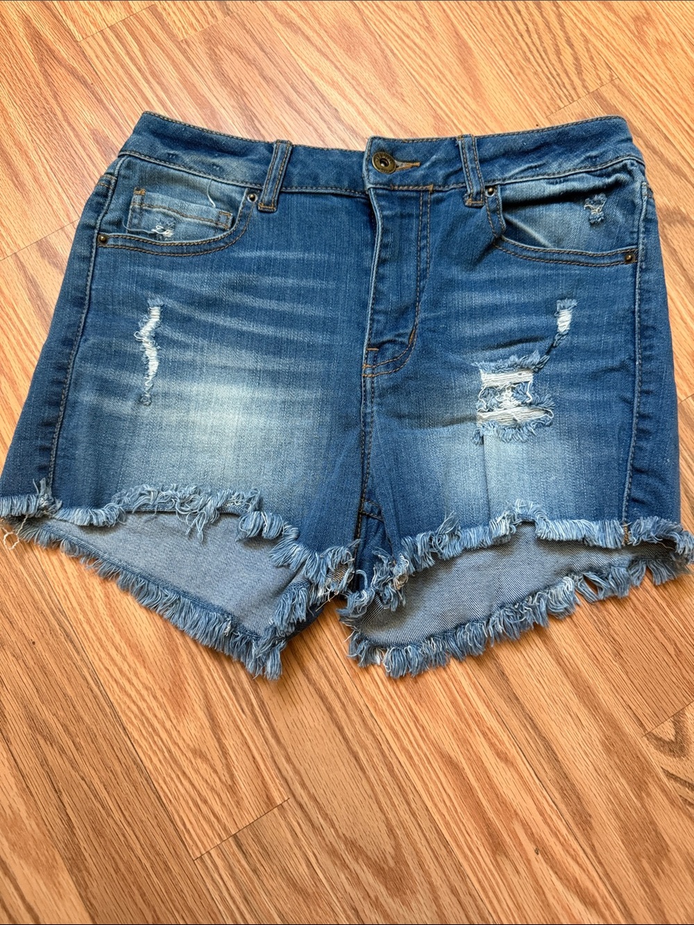 Wax Jean Distressed Blue Denim Cutoff Shorts